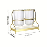 Transparent gold ink color  Luxury Wall-Mounted Cutlery Holder, Household Knife Fork Spoon Organizer, New Kitchen Utensil Drainer and Chopstick Container, Tableware Storage Rack - Extra Image