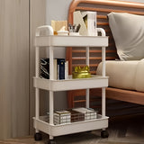 Four-Tier Rolling Cosmetics Storage Rack - Made of durable plastic, equipped with 360-degree swivel casters, strong load-bearing capacity - Suitable for bathroom, bedroom, kitchen, and home storage | White - Extra Image