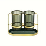 Dark green Luxury Wall-Mounted Cutlery Holder, Household Knife Fork Spoon Organizer, New Kitchen Utensil Drainer and Chopstick Container, Tableware Storage Rack - Extra Image