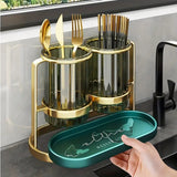 Luxury gold  Luxury Wall-Mounted Cutlery Holder, Household Knife Fork Spoon Organizer, New Kitchen Utensil Drainer and Chopstick Container, Tableware Storage Rack