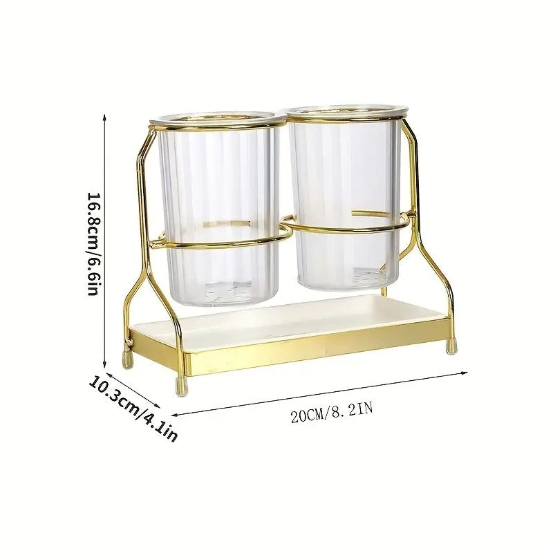 Solid white gold Luxury Wall-Mounted Cutlery Holder, Household Knife Fork Spoon Organizer, New Kitchen Utensil Drainer and Chopstick Container, Tableware Storage Rack