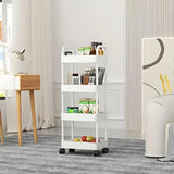 Five-Tier Rolling Cosmetics Storage Rack - Made of durable plastic, equipped with 360-degree swivel casters, strong load-bearing capacity - Suitable for bathroom, bedroom, kitchen, and home storage | black - Low Angle