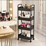 Five-Tier Rolling Cosmetics Storage Rack - Made of durable plastic, equipped with 360-degree swivel casters, strong load-bearing capacity - Suitable for bathroom, bedroom, kitchen, and home storage | black - Extra Image