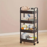 Four-Tier Rolling Cosmetics Storage Rack - Made of durable plastic, equipped with 360-degree swivel casters, strong load-bearing capacity - Suitable for bathroom, bedroom, kitchen, and home storage | BLACK