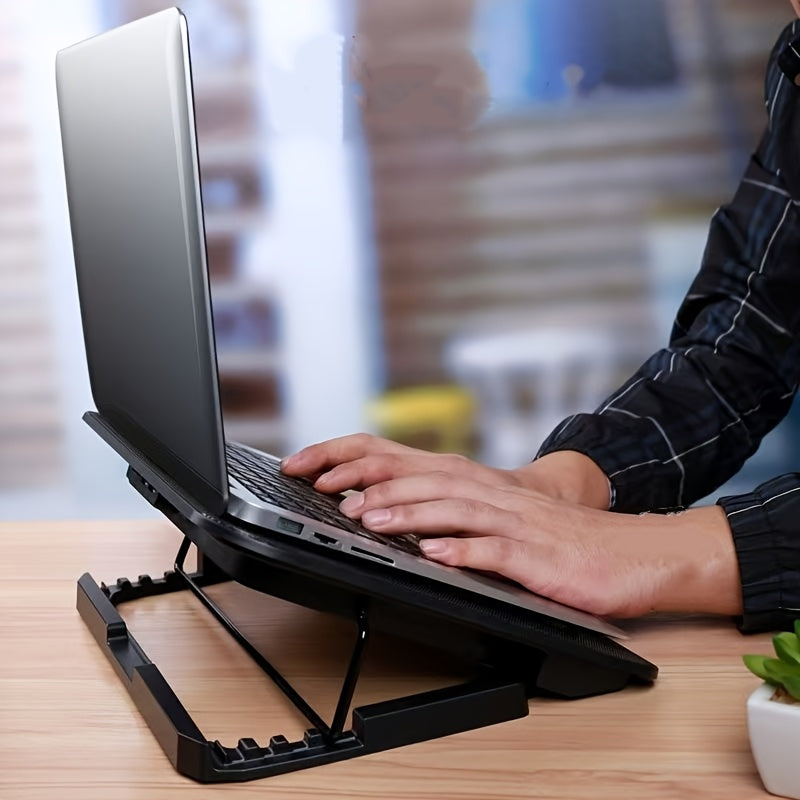 **Fully Compatible Laptop Stand｜Dual-Fan Cooling + Ergonomic Angle Adjustment, All-in-One Portable Design for Work, Gaming, and Entertainment**