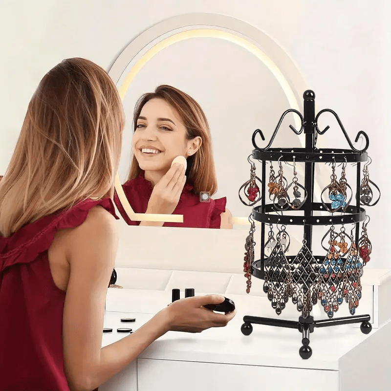 1 × Metal Detachable Rotating Earring Jewelry Stand, Storage Display Tower, Aesthetic Room Decor, Home Decoration, Valentine's Day Gift Jewelry Tower, Jewelry Organizer
