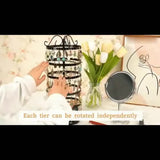 1 × Metal Detachable Rotating Earring Jewelry Stand, Storage Display Tower, Aesthetic Room Decor, Home Decoration, Valentine's Day Gift Jewelry Tower, Jewelry Organizer - Side View