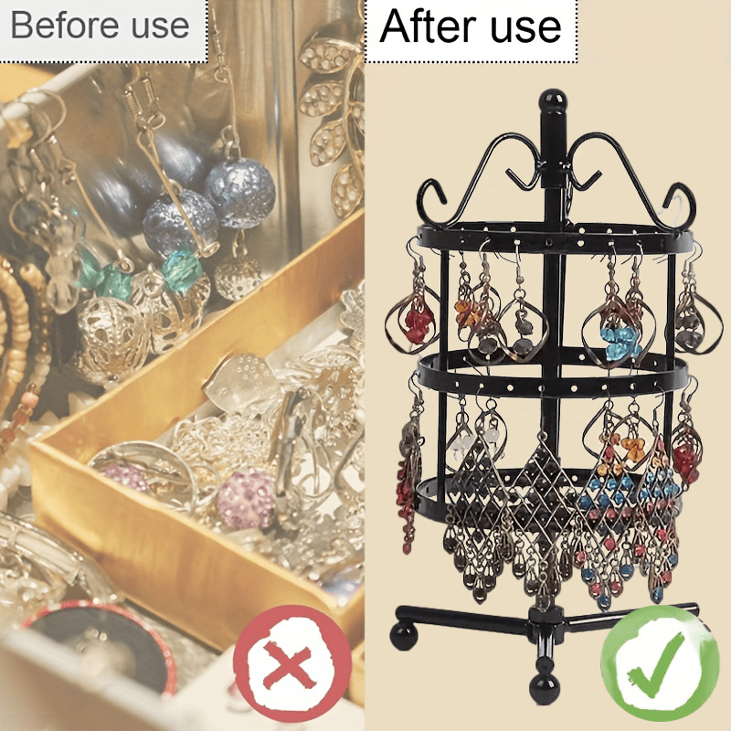 1 × Metal Detachable Rotating Earring Jewelry Stand, Storage Display Tower, Aesthetic Room Decor, Home Decoration, Valentine's Day Gift Jewelry Tower, Jewelry Organizer