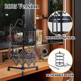 1 × Metal Detachable Rotating Earring Jewelry Stand, Storage Display Tower, Aesthetic Room Decor, Home Decoration, Valentine's Day Gift Jewelry Tower, Jewelry Organizer - Rear View