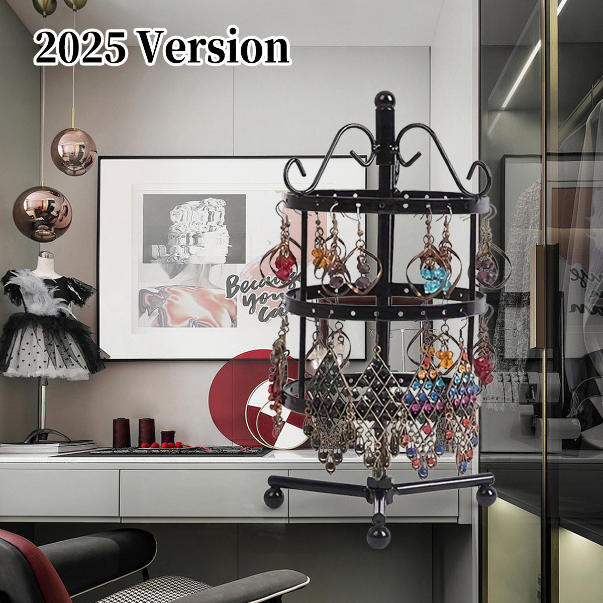 1 × Metal Detachable Rotating Earring Jewelry Stand, Storage Display Tower, Aesthetic Room Decor, Home Decoration, Valentine's Day Gift Jewelry Tower, Jewelry Organizer