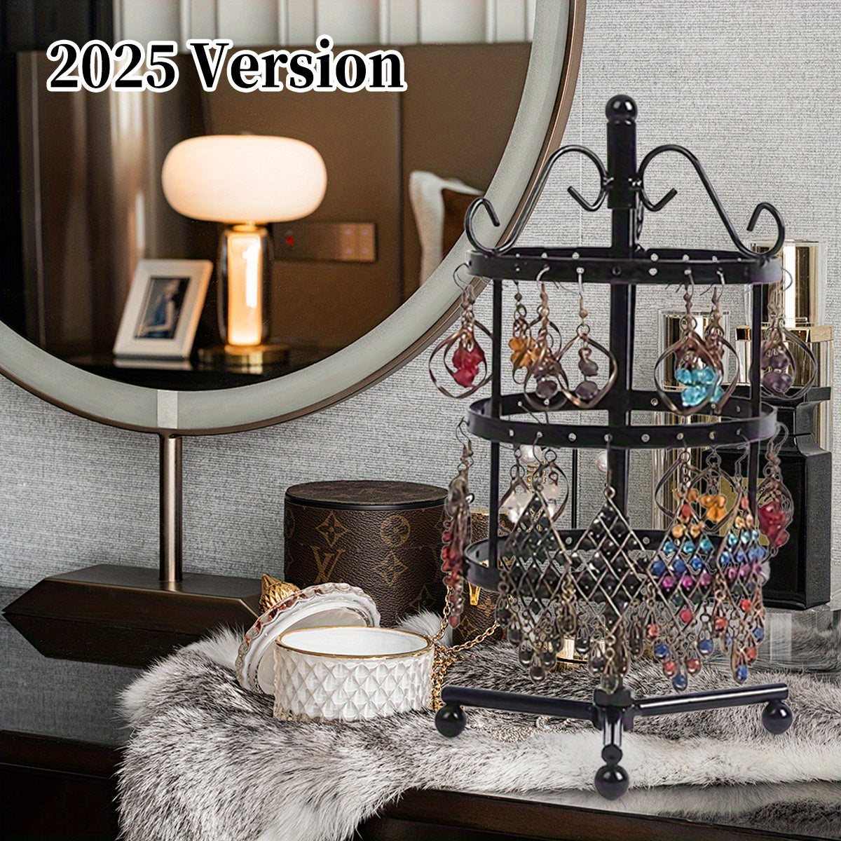 1 × Metal Detachable Rotating Earring Jewelry Stand, Storage Display Tower, Aesthetic Room Decor, Home Decoration, Valentine's Day Gift Jewelry Tower, Jewelry Organizer