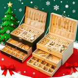 Pink High-end Jewelry Storage Box for Necklaces, Earrings, Ear Studs, Bracelets, Rings, Exquisite Accessories, Gold, and Jewelry – Large Capacity, Ideal as a Gift for Mother’s Day, Father’s Day, Teacher’s Day, Halloween, Thanksgiving, and Christmas. - Top-Down View