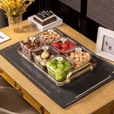 1-Piece 8-Compartment Snack Tray, BPA-Free Plastic Food-Grade Snack Organizer, Perfect for Nuts, Fruits, Candies, Potato Chips - Elegant Gold Decor for Home Entertainment, Party Snack Table Decoration, Party Snack Storage Box | Gold-Plated Tray - Front View