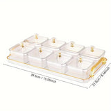 1-Piece 8-Compartment Snack Tray, BPA-Free Plastic Food-Grade Snack Organizer, Perfect for Nuts, Fruits, Candies, Potato Chips - Elegant Gold Decor for Home Entertainment, Party Snack Table Decoration, Party Snack Storage Box | Gold-Plated Tray - Top-Down View