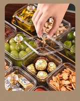 1-Piece 8-Compartment Snack Tray, BPA-Free Plastic Food-Grade Snack Organizer, Perfect for Nuts, Fruits, Candies, Potato Chips - Elegant Gold Decor for Home Entertainment, Party Snack Table Decoration, Party Snack Storage Box | Gold-Plated Tray - 45-Degree Angle