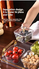1-Piece 8-Compartment Snack Tray, BPA-Free Plastic Food-Grade Snack Organizer, Perfect for Nuts, Fruits, Candies, Potato Chips - Elegant Gold Decor for Home Entertainment, Party Snack Table Decoration, Party Snack Storage Box | Gold-Plated Tray - Close-Up Angle