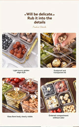 1-Piece 8-Compartment Snack Tray, BPA-Free Plastic Food-Grade Snack Organizer, Perfect for Nuts, Fruits, Candies, Potato Chips - Elegant Gold Decor for Home Entertainment, Party Snack Table Decoration, Party Snack Storage Box | Gold-Plated Tray - Low Angle