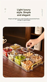 1-Piece 8-Compartment Snack Tray, BPA-Free Plastic Food-Grade Snack Organizer, Perfect for Nuts, Fruits, Candies, Potato Chips - Elegant Gold Decor for Home Entertainment, Party Snack Table Decoration, Party Snack Storage Box | Gold-Plated Tray