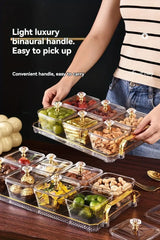 1-Piece 8-Compartment Snack Tray, BPA-Free Plastic Food-Grade Snack Organizer, Perfect for Nuts, Fruits, Candies, Potato Chips - Elegant Gold Decor for Home Entertainment, Party Snack Table Decoration, Party Snack Storage Box | Gold-Plated Tray - Extra Image