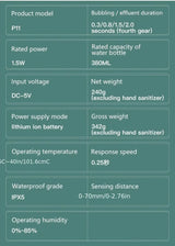 380ml touchless sensor automatic soap dispenser - wall-mounted, rechargeable lithium battery, USB charging, modern black design, suitable for bathroom and kitchen, bathroom soap dispenser | modern soap dispenser | touchless soap dispenser - Low Angle