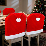 16-piece Christmas chair set-holiday red Christmas hat pattern, suitable for holiday dinners and party decorations, including 8 chair sets and 8 tableware sets, reusable, durable fabric, suitable for Christmas, New Year,and party activiti - Side View