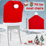 16-piece Christmas chair set-holiday red Christmas hat pattern, suitable for holiday dinners and party decorations, including 8 chair sets and 8 tableware sets, reusable, durable fabric, suitable for Christmas, New Year,and party activiti - 45-Degree Angle