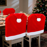 16-piece Christmas chair set-holiday red Christmas hat pattern, suitable for holiday dinners and party decorations, including 8 chair sets and 8 tableware sets, reusable, durable fabric, suitable for Christmas, New Year,and party activiti - Rear View