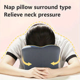 Ergonomic U-shaped core pillow for napping – Lightweight, dry clean only, synthetic fiber cover – Ideal for office, travel, camping, and home use – Supports stomach, back, or side sleepers. Office nap pillow | Ergonomic design | Pillow, sleeping pillow - Top-Down View