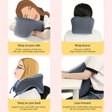 Ergonomic U-shaped core pillow for napping – Lightweight, dry clean only, synthetic fiber cover – Ideal for office, travel, camping, and home use – Supports stomach, back, or side sleepers. Office nap pillow | Ergonomic design | Pillow, sleeping pillow - Rear View