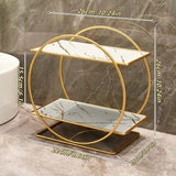 Elegant Golden Two-Tier Metal Cosmetic Organizer Stand - Luxury Countertop Makeup and Skincare Storage Shelf, Ideal for Bathroom Vanity, Home Decor,