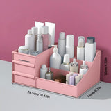 Milky white Multi-Compartment Large-Capacity Desktop Storage Box Keeps vanity tables and desks neat and organized—lipsticks, masks, makeup brushes all stored in one box. Easy access, seamlessly fits into various settings.