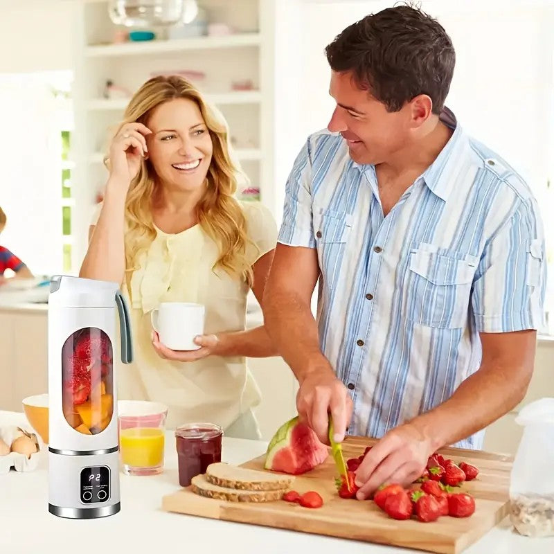 Portable USB Electric Blending Cup with 15.21 oz Capacity (1300 mAh / 3.7 V) – Ideal for Smoothies, Whipped Drinks, Travel, and Fitness.