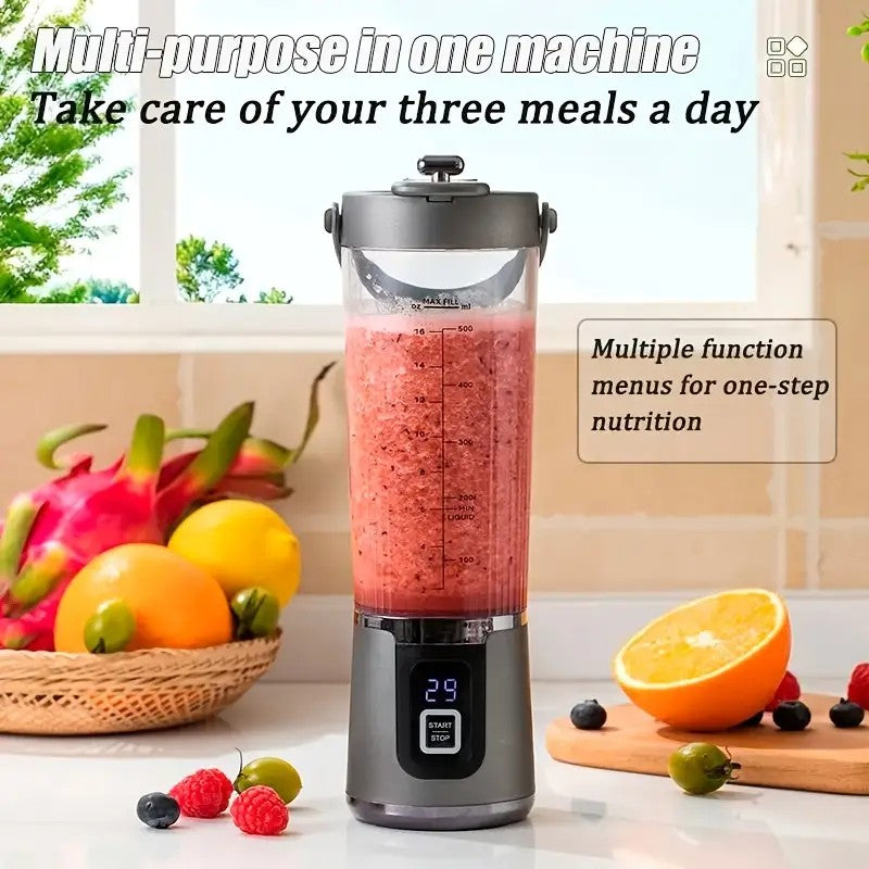 Portable USB Electric Blending Cup with 15.21 oz Capacity (1300 mAh / 3.7 V) – Ideal for Smoothies, Whipped Drinks, Travel, and Fitness.(PINK)