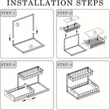 Not Designed for Design, But Designed for Life: Heavy-Duty Metal Frame Holds 50 lbs, Honeycomb Grid Prevents Water Accumulation, Non-Slip Upgraded Suction Cups for Stable Multi-Scenario Storage(Black) - Rear View