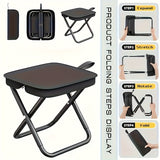 Outdoor One-Second Quick-Open Lightweight Folding Stool | 150KG High Load-Bearing | Portable Camping Chair, Picnic & Fishing Seat | Sturdy & Stable, Packable into Backpack | Essential for Travel - Side View