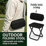 Outdoor One-Second Quick-Open Lightweight Folding Stool | 150KG High Load-Bearing | Portable Camping Chair, Picnic & Fishing Seat | Sturdy & Stable, Packable into Backpack | Essential for Travel - Low Angle
