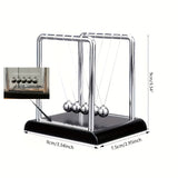Newton's Cradle, made of durable PP material, is both a desktop physics demonstration pendulum and a stress-relieving decorative piece for offices and homes, ideal as a creative gift. - Front View