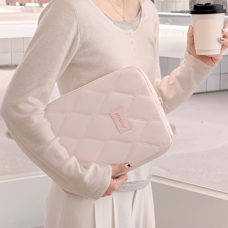 **BEENLOVE Tablet Storage Bag: 180° Full-Open Independent Compartment, Shockproof & Portable, Multifunctional Design**(Pink)