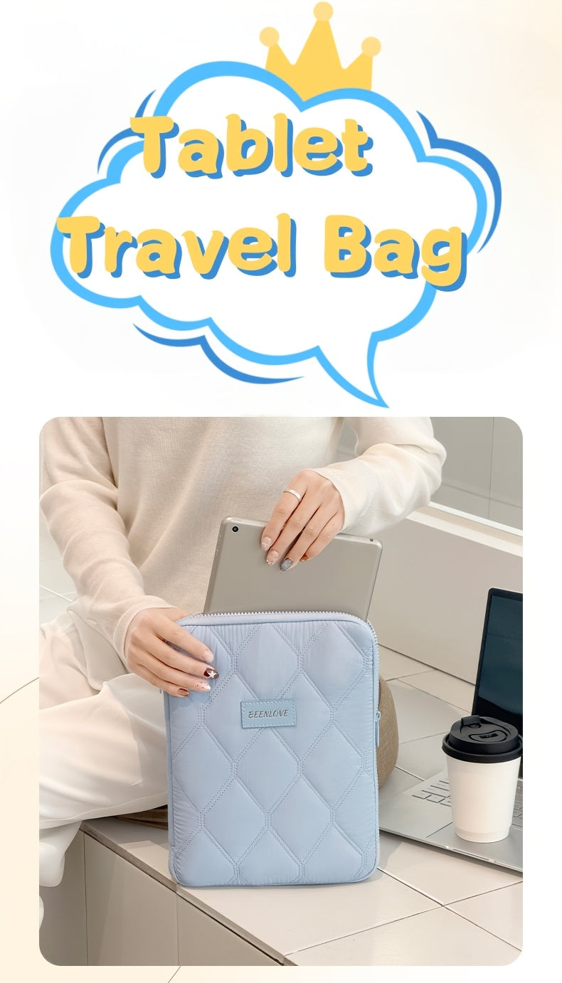 (beige)**BEENLOVE Tablet Storage Bag: 180° Full-Open Independent Compartment, Shockproof & Portable, Multifunctional Design**