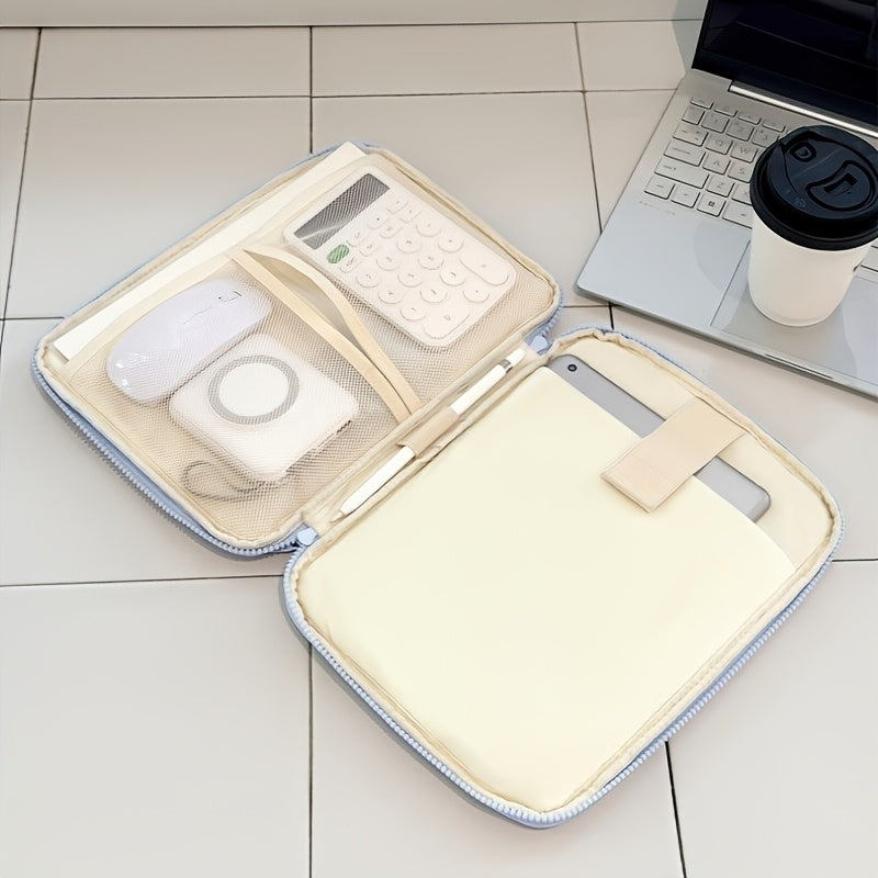 (beige)**BEENLOVE Tablet Storage Bag: 180° Full-Open Independent Compartment, Shockproof & Portable, Multifunctional Design**