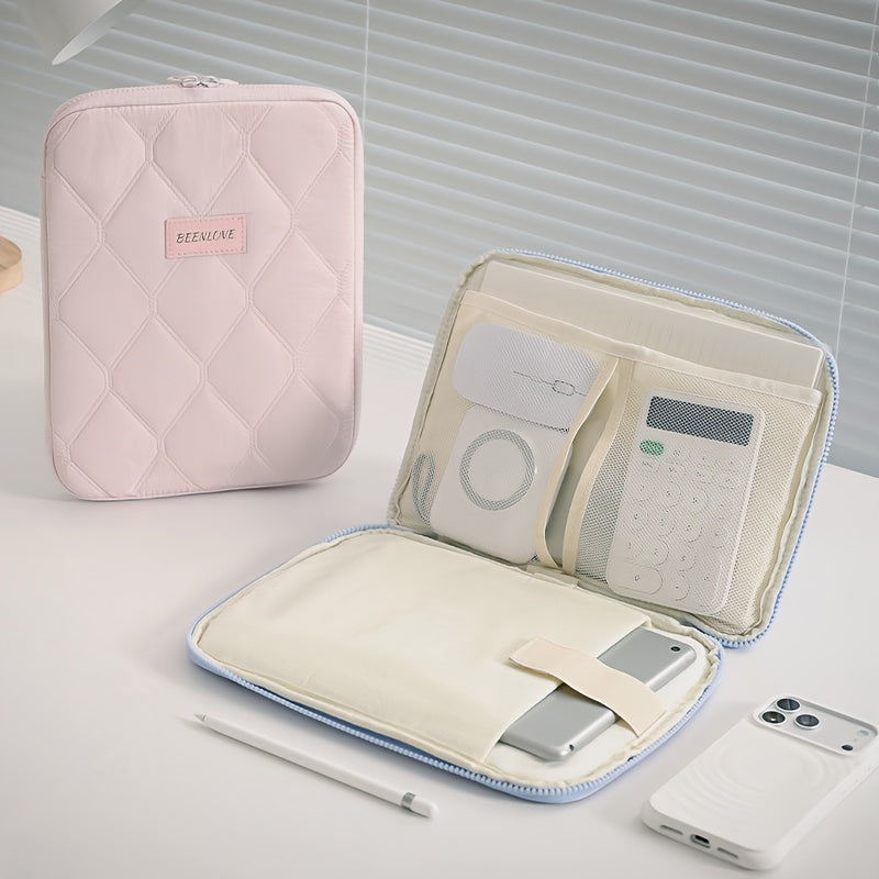 (blue)**BEENLOVE Tablet Storage Bag: 180° Full-Open Independent Compartment, Shockproof & Portable, Multifunctional Design**