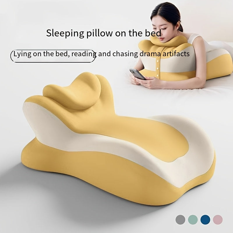 Bed Stomach-Sleep Pillow - Multi-functional Prone Position Pillow for Stomach Sleeping, Phone Use, Reading, Couples Fun Play, Intimacy Aid for Couples, Bed Hip Elevation Tool, Pā Pā Pillow（YELLOW）