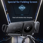 Smart Dual-Mode Rotating Stand: Foldable Design, Wireless Fast Charging, Anti-Shake, One-Touch Auto Rotation for Home, Office & Travel Use