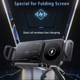 Smart Dual-Mode Rotating Stand: Foldable Design, Wireless Fast Charging, Anti-Shake, One-Touch Auto Rotation for Home, Office & Travel Use - Front View