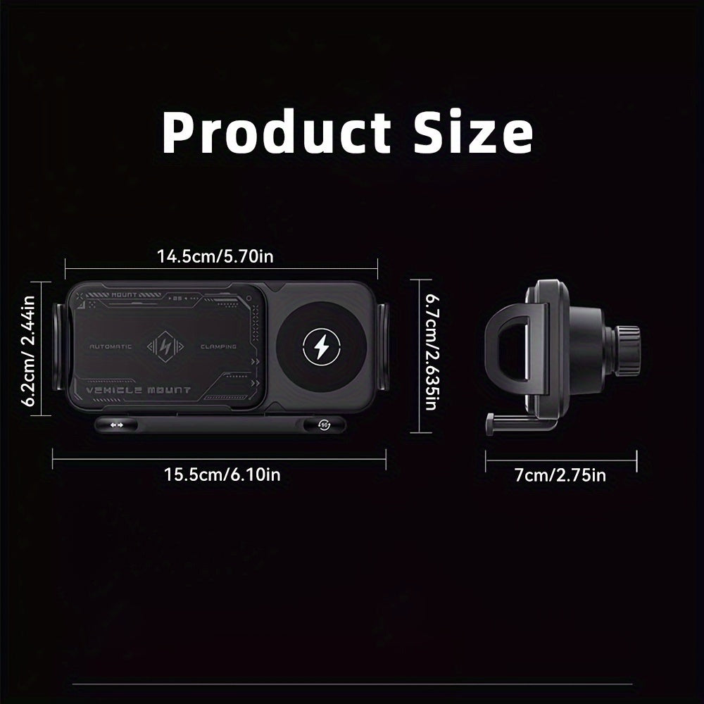 Smart Dual-Mode Rotating Stand: Foldable Design, Wireless Fast Charging, Anti-Shake, One-Touch Auto Rotation for Home, Office & Travel Use