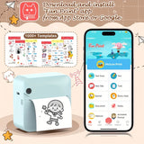 (White）Inkless Sticker Printer Mini Thermal Printer with Roll Thermal Paper, Wireless Pocket Printer, Smart Portable Receipt Printer for Photos, Diaries, Notes, and Preparation Work. - Side View