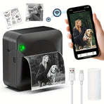 (Blue）Inkless Sticker Printer Mini Thermal Printer with Roll Thermal Paper, Wireless Pocket Printer, Smart Portable Receipt Printer for Photos, Diaries, Notes, and Preparation Work.