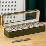 Luxury transparent-lid watch box with 6 fabric-lined compartments, portable and shockproof design, suitable for both men and women. Ideal for home, travel, or gifting—a refined storage solution for fine watches and jewelry. (Black) - Extra Image