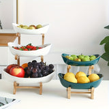 **Nordic-Style Two-Tier Extendable Fruit Tray | Creative Living Room Snack Stand, Adjustable Height, Anti-Slip Expandable Display Tray**(White) - Side View