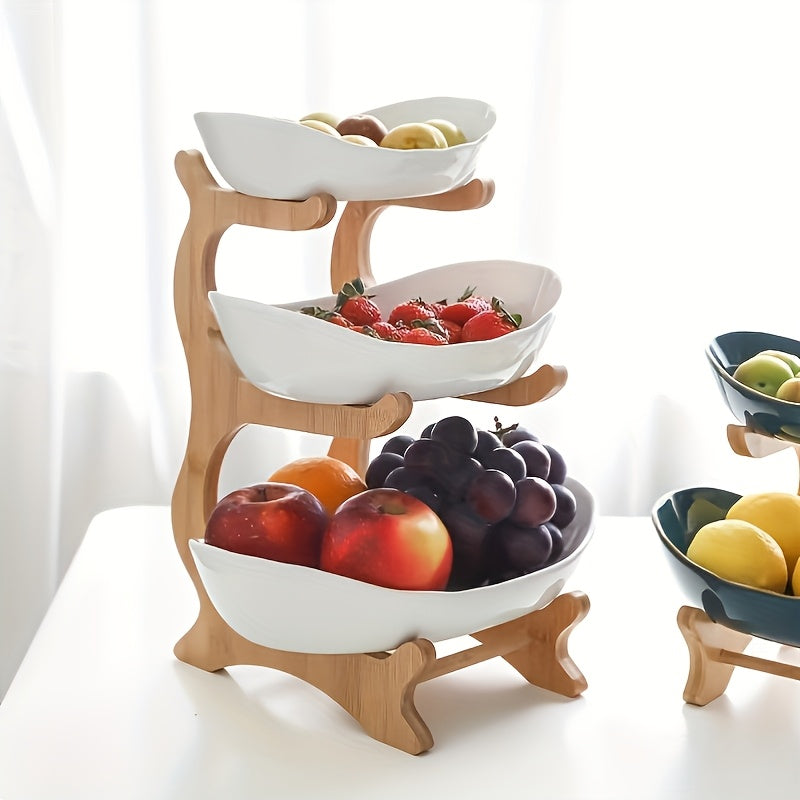 **Nordic-Style Two-Tier Extendable Fruit Tray | Creative Living Room Snack Stand, Adjustable Height, Anti-Slip Expandable Display Tray**(White)